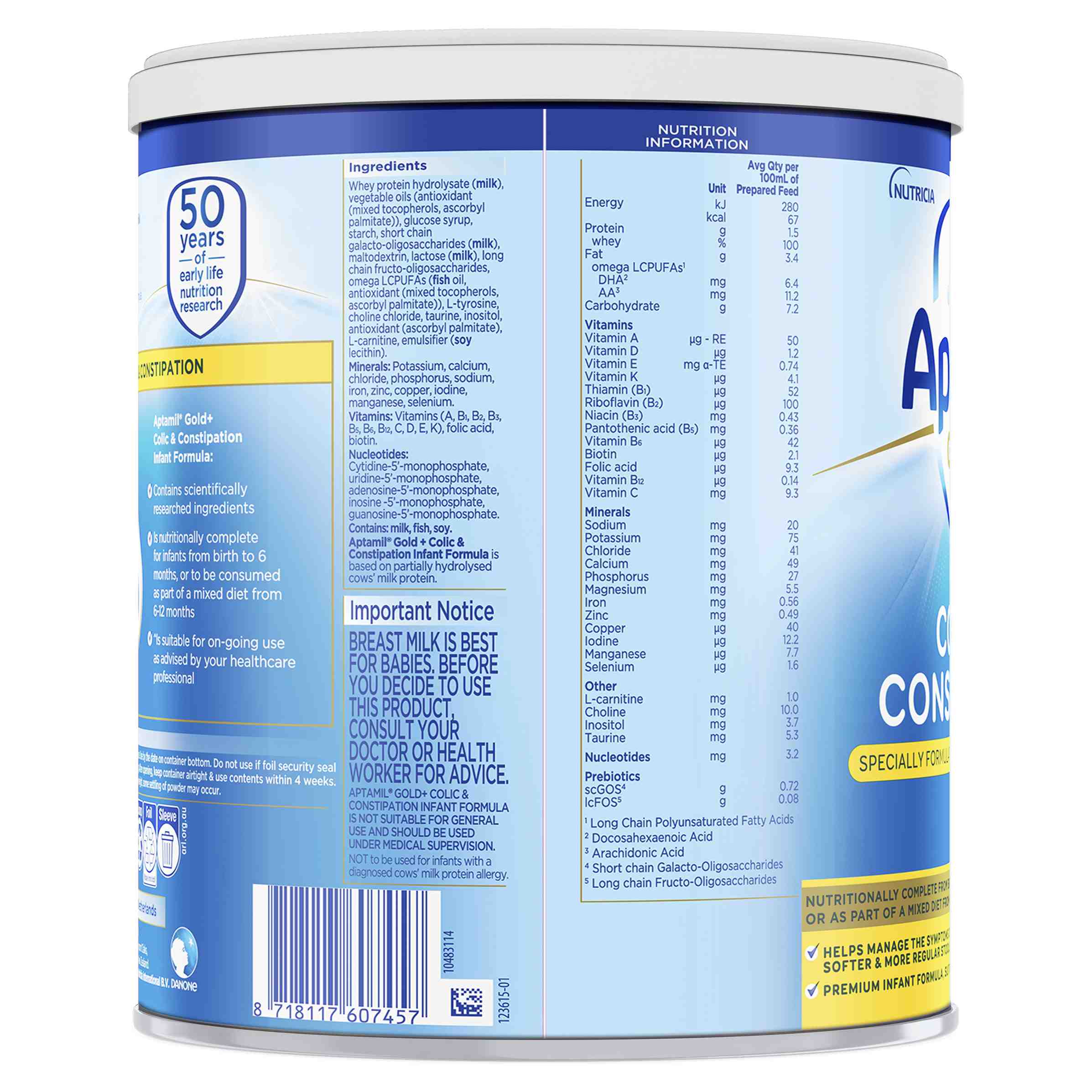 APTAMIL GOLD PLUS COLIC & CONSTIPATION 900G - Image 3